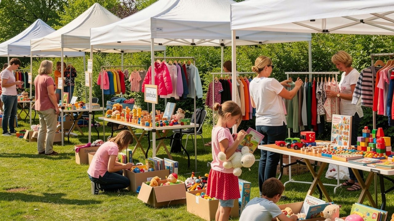 Ein KI generiertes Foto, das den Kinderflohmarkt im Zoo Rostock darstellt. // © Zoo Rostock/ KI-Flux Ein KI generiertes Foto, das den Kinderflohmarkt im Zoo Rostock darstellt. // © Zoo Rostock/ KI-Flux