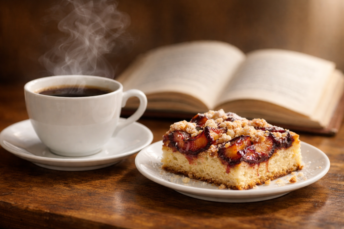 Sonntagskaffee & Buch, &copy; KI-generierte Bildkomposition