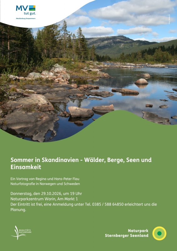 Affiche lezing &lsquo;Zomer in Scandinavi&euml;&rsquo; // &copy; Naturpark Sternberger Seenland