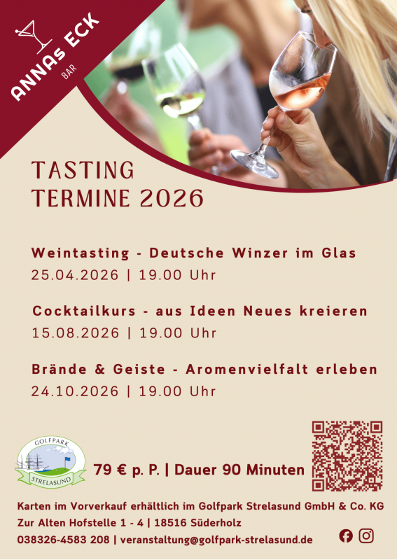 Tasting Termine im Golfpark Strelasund 2026 // © Golfpark Strelasund Tasting Termine im Golfpark Strelasund 2026 // © Golfpark Strelasund