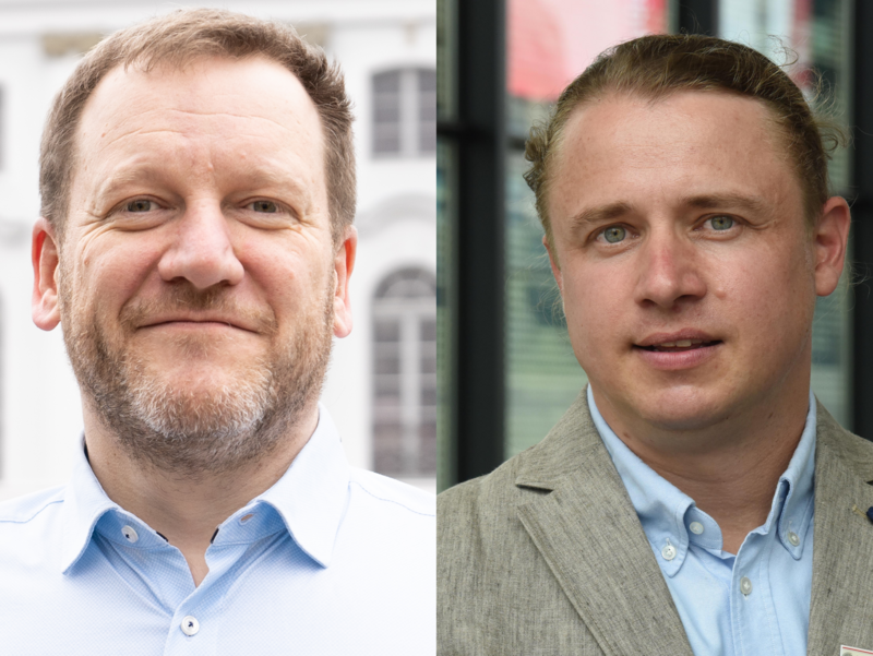 Portret van  professor dr. Jochen M&uuml;ller (links) en  professor dr. Christian Stecker (rechts) // &copy; privat