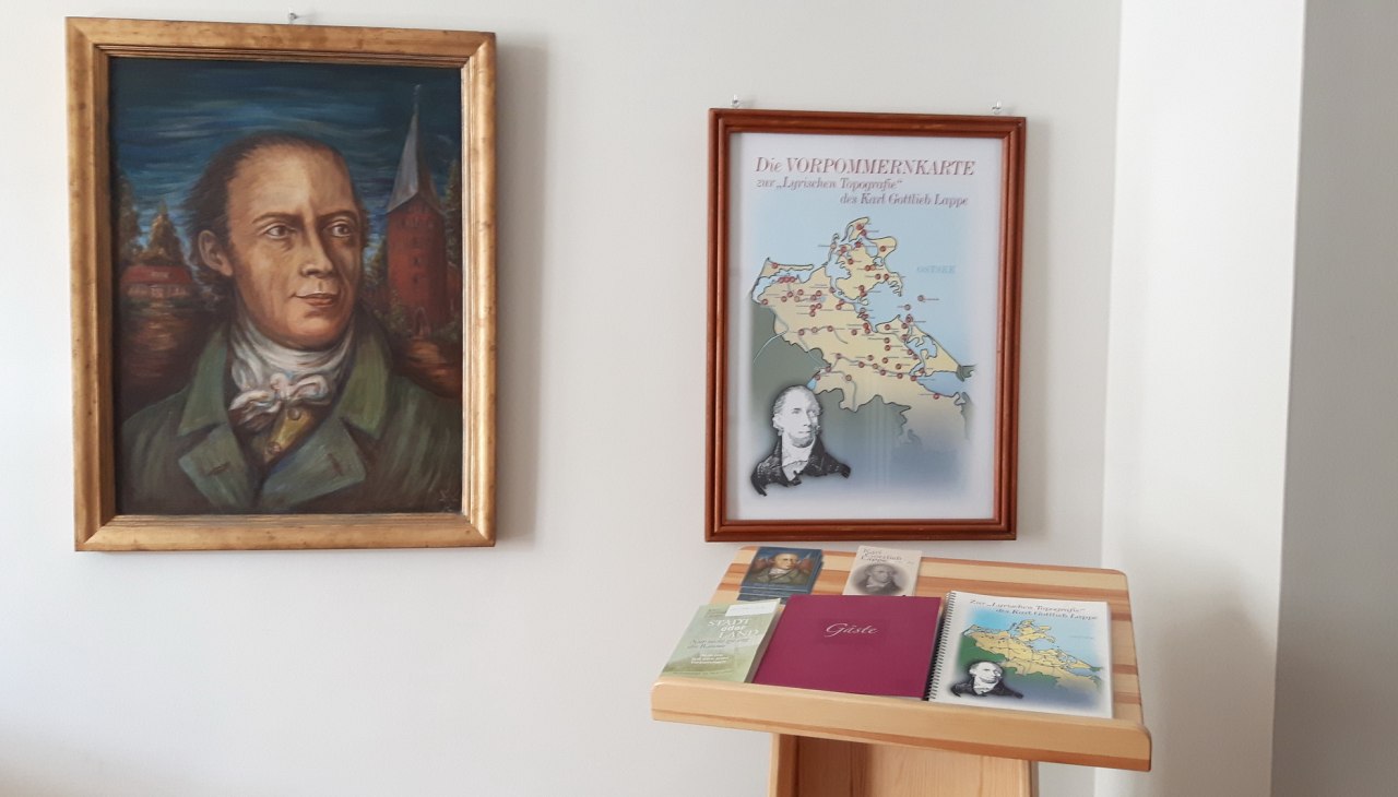 Ständige Ausstellung zu Karl Gottlieb Lappe im Pfarrhaus der ev. Kirchgemeinde Lubmin in Wusterhusen, © Angelika Michaelis Ständige Ausstellung zu Karl Gottlieb Lappe im Pfarrhaus der ev. Kirchgemeinde Lubmin in Wusterhusen, © Angelika Michaelis