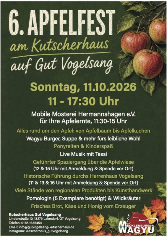 Plakat til den 6. &aelig;blefest // &copy; Kutscherhaus Gut Vogelsang
