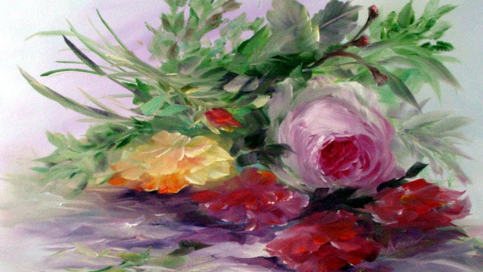 &Ouml;lmalerei Rosen, &copy; Birgit Sch&ouml;n-Schneider