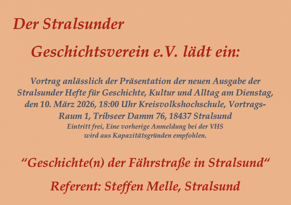 Flyer, &copy; Stralsunder Geschichtsverein e.V.