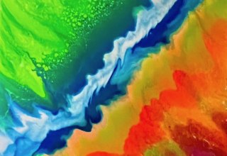 Abmessung 40x40cm; Leinwand,Keilrahmen, Acryl-Pouring mit UV, &copy; Eigenes Werk; MV-Kunst Galerie am Mammutbaum