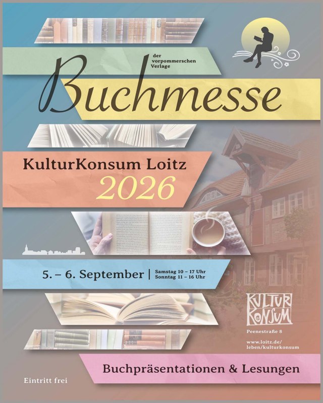 Buchmesse Loitz 5. und 6. September 2026 // © edition Pommern Buchmesse Loitz 5. und 6. September 2026 // © edition Pommern