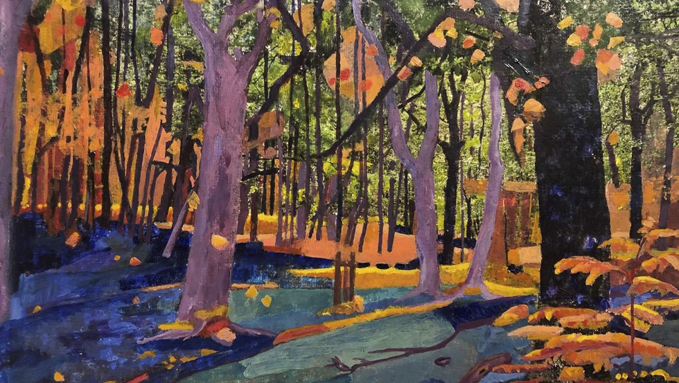Im Wald 2024, Fototransfer mit &Uuml;bermalung // &copy; Ursula K&ouml;ppl