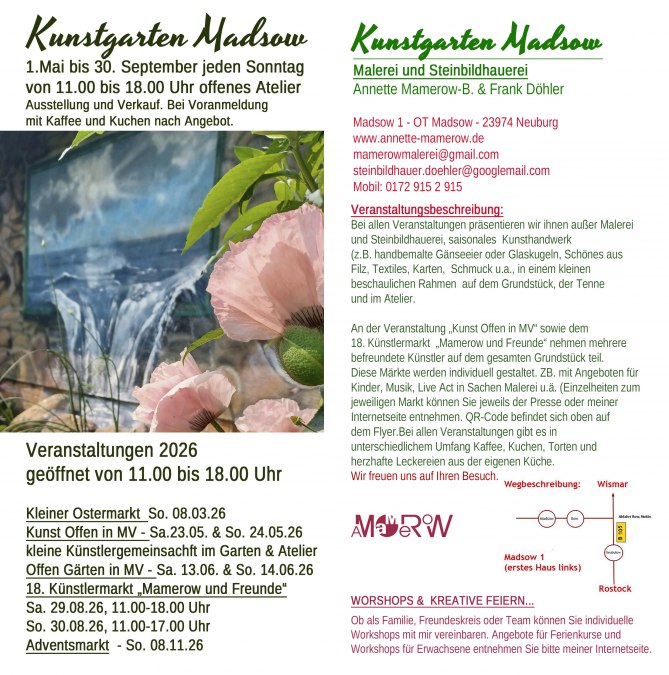 Veranstaltung 2026 Kunst und Kunsthandwerk sowie Offene G&auml;rten, &copy; Annette Mamerow-Br&uuml;mmer