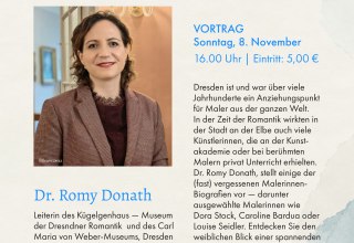 Dr. Romy Donath stellt einige der (fast) vergessenen Malerinnen-Biografien vor. // © Plakat: C. Grunewald/ Foto: Branczeisz Dr. Romy Donath stellt einige der (fast) vergessenen Malerinnen-Biografien vor. // © Plakat: C. Grunewald/ Foto: Branczeisz