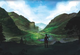 Een personage uit het spel staat voor een vallei. Op de achtergrond zijn een rivier en gebouwen te zien. // © Funtails Een personage uit het spel staat voor een vallei. Op de achtergrond zijn een rivier en gebouwen te zien. // © Funtails