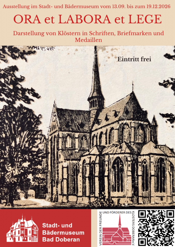 Das M&uuml;nster in Bad Doberan auf Reutergeld ist das Hauptmotiv des Plakats. // &copy; Stadt- und B&auml;dermuseum Bad Doberan