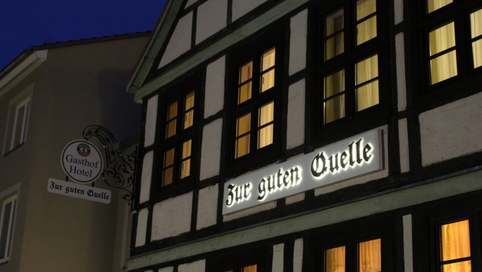 Fachwerkfront des Tradtionsgasthofes "Zur Guten Quelle", &copy; Gasthof zur Guten Quelle