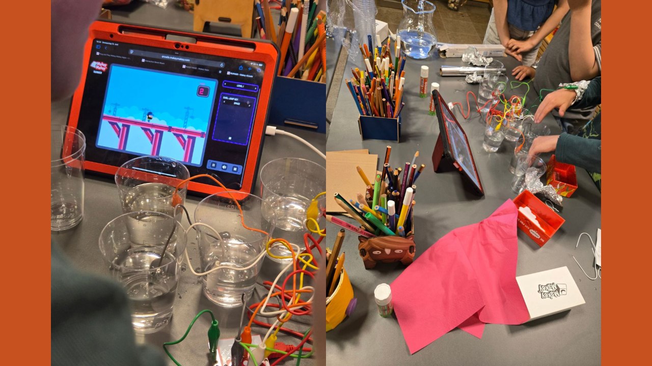 De experimenten ‘waterpiano’ en zelfgemaakte zingende vogels worden door kinderen gemaakt. // © Stadtbibliothek Stralsund De experimenten ‘waterpiano’ en zelfgemaakte zingende vogels worden door kinderen gemaakt. // © Stadtbibliothek Stralsund