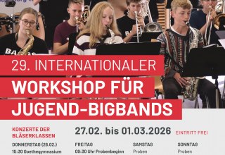 as Plakat informiert &uuml;ber die Veranstaltung allgemein und insbesondere &uuml;ber die Konzerte., &copy; JugendBigBand Neubrandenburg e.V.