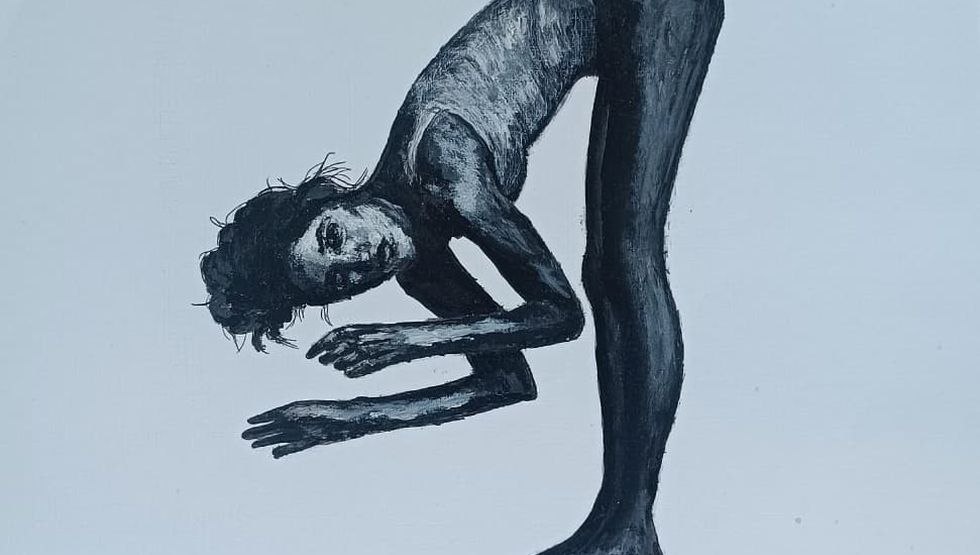 Gebogen. Schwarz-Weiß-Acrylarbeit, © Johanna Puchert Gebogen. Schwarz-Weiß-Acrylarbeit, © Johanna Puchert