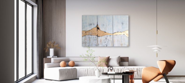 Acryl-mit-Schlagmetall-Gold // &copy; Gabriele Hofer -