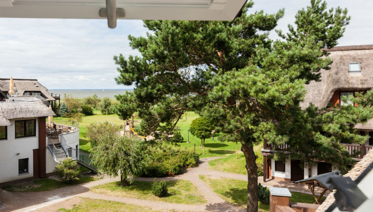 Blick aus einem Doppelzimmer im Dachgeschoss, © Hotel & Ferienanlage Haffhus GmbH Blick aus einem Doppelzimmer im Dachgeschoss, © Hotel & Ferienanlage Haffhus GmbH