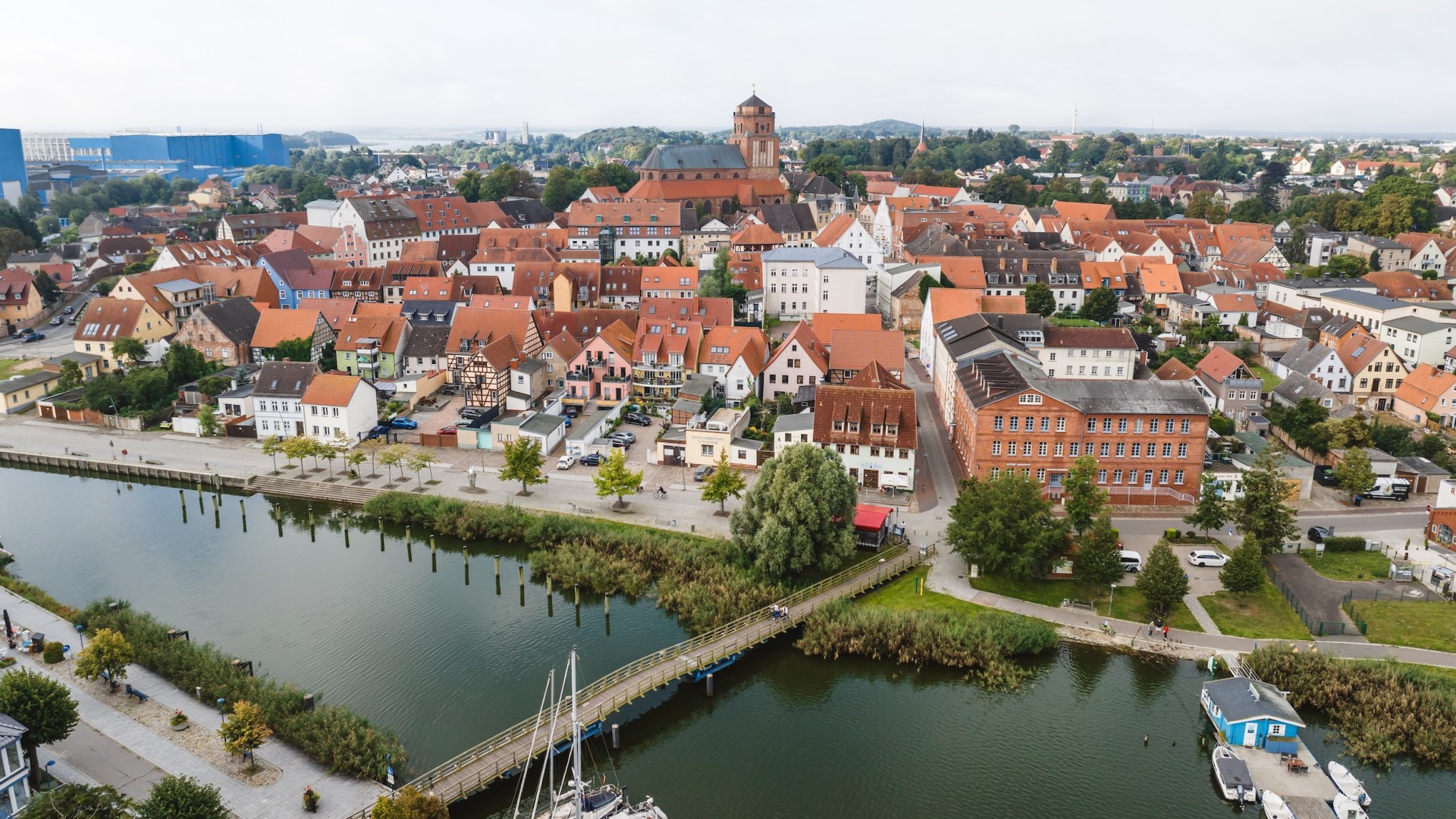 Wolgast Altstadt aus der Luft