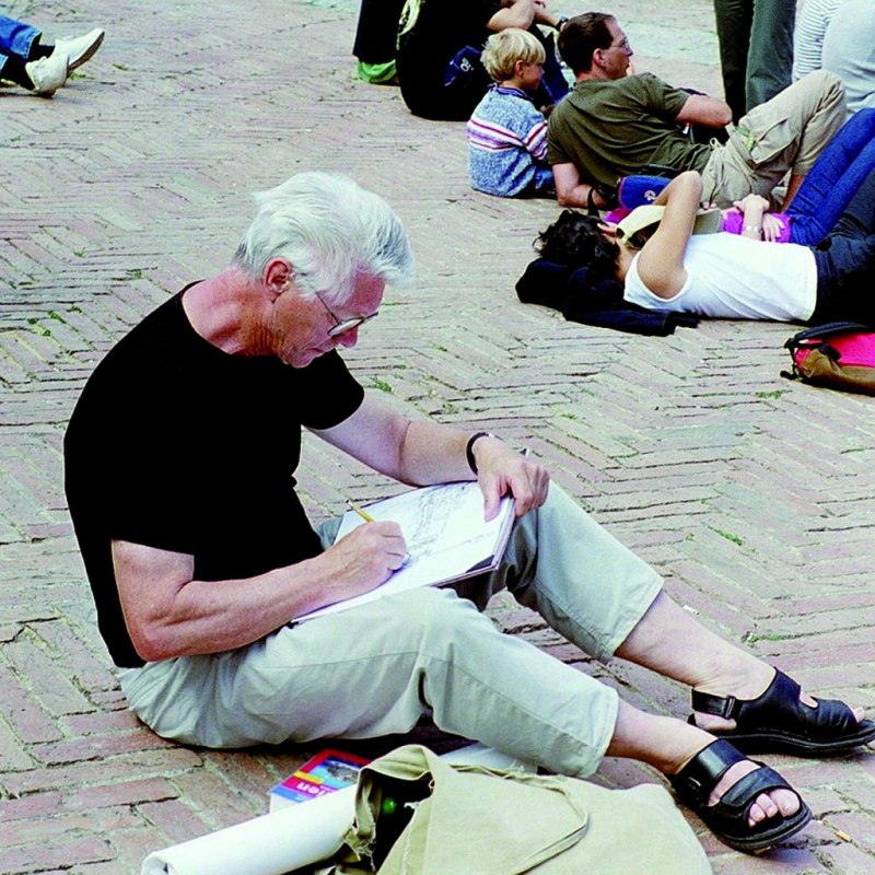 "gevangen" - Hans Meyer schetst in Siena, 1998 // &copy; Hans Meyer