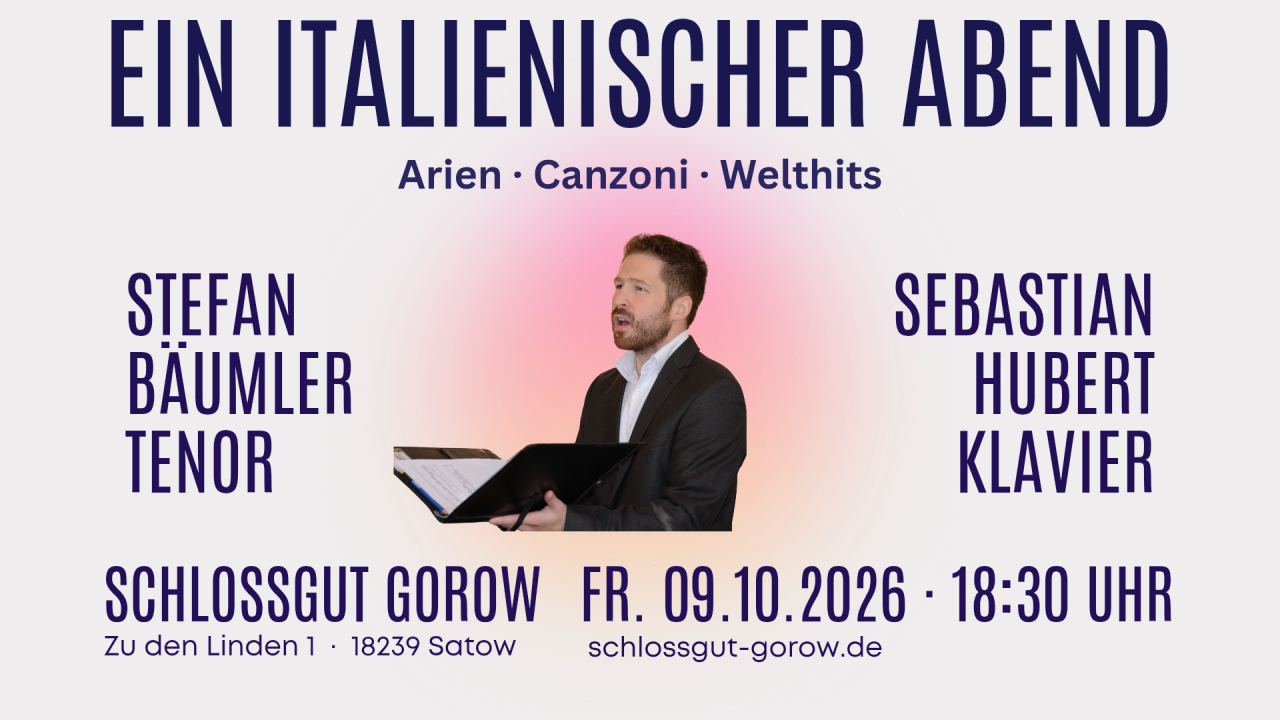 Ein italienischer Abend am 09.10.2026 um 18:30 Uhr im Schlossgut Gorow // &copy; Stefan B&auml;umler