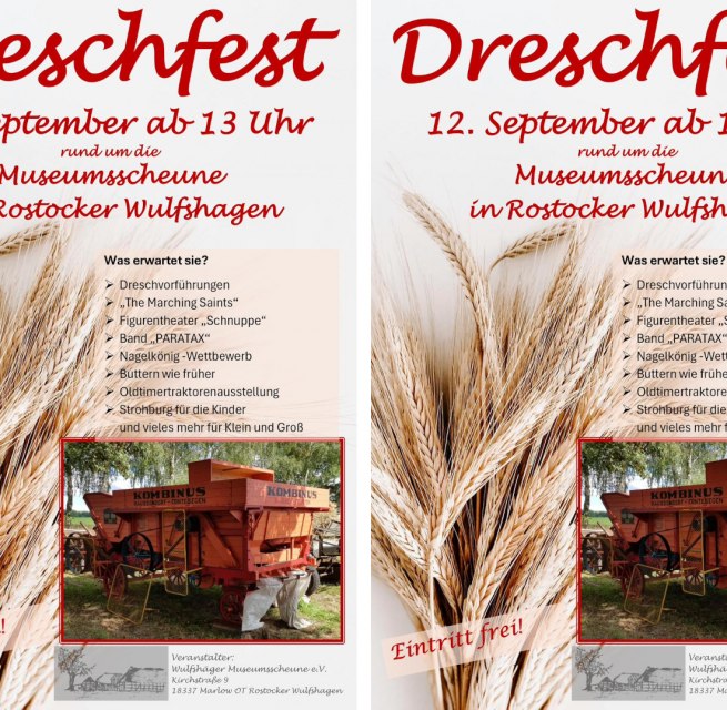 Dreschfest in der Wulfshäger Museumsscheune // © W. Ehlers Dreschfest in der Wulfshäger Museumsscheune // © W. Ehlers