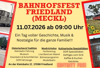 Flyer Bahnhofsfest Friedland // &copy; Hafenbahn Neustrelitz e.V.