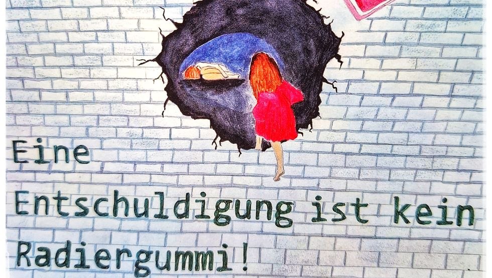 Aquarell mit M&auml;dchen in rotem Kleid, &copy; Anja Finger