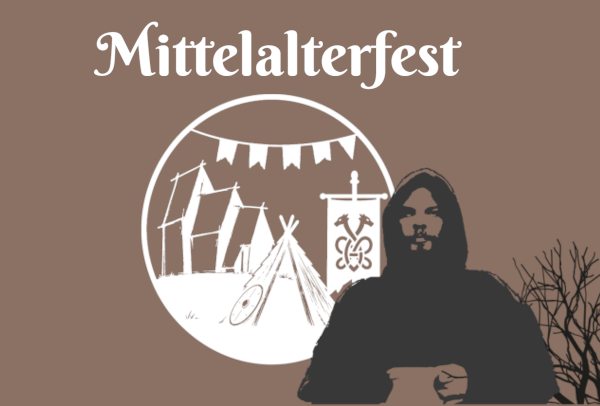 Logo van het middeleeuwse feest in Kirch Mummendorf met een schimmig afgebeelde monnik die een kruik draagt. // © Christian Böhler Logo van het middeleeuwse feest in Kirch Mummendorf met een schimmig afgebeelde monnik die een kruik draagt. // © Christian Böhler