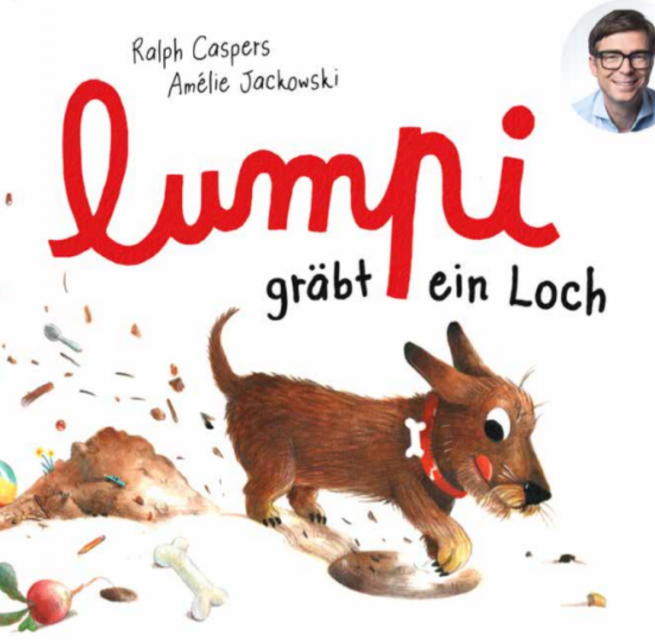 Buchcover - Der Dackel Lumpi gräbt ein Loch, neben ihm liegt ein Knochen und ein Radieschen // © Stadtbibliothek Stralsund Buchcover - Der Dackel Lumpi gräbt ein Loch, neben ihm liegt ein Knochen und ein Radieschen // © Stadtbibliothek Stralsund