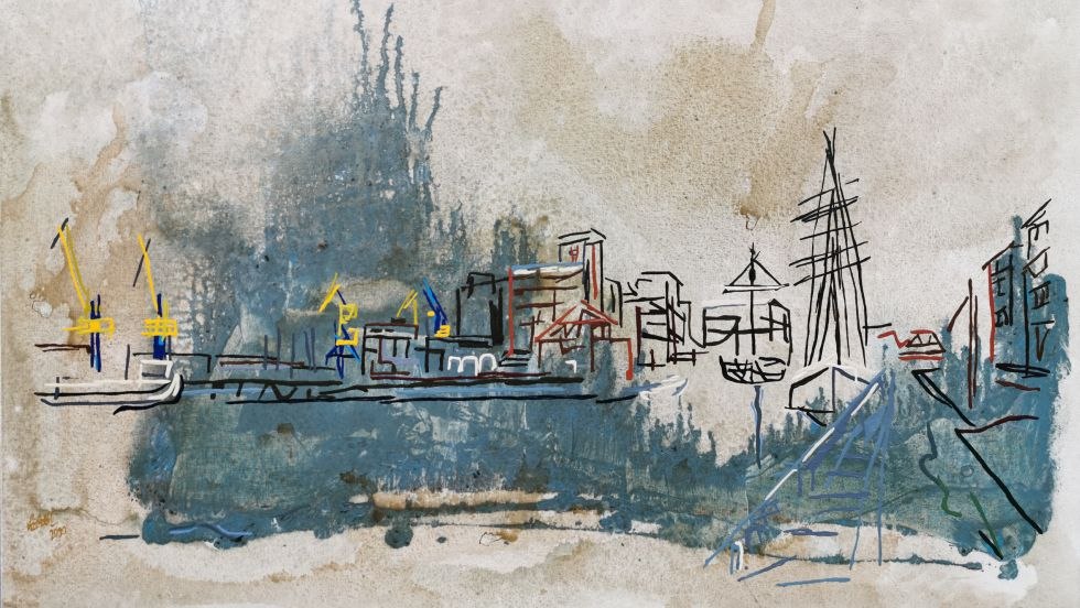 XXV 17 - Blick auf den Wismarer Hafen kurz vor der Sturmflut, © Uli Lächelt XXV 17 - Blick auf den Wismarer Hafen kurz vor der Sturmflut, © Uli Lächelt