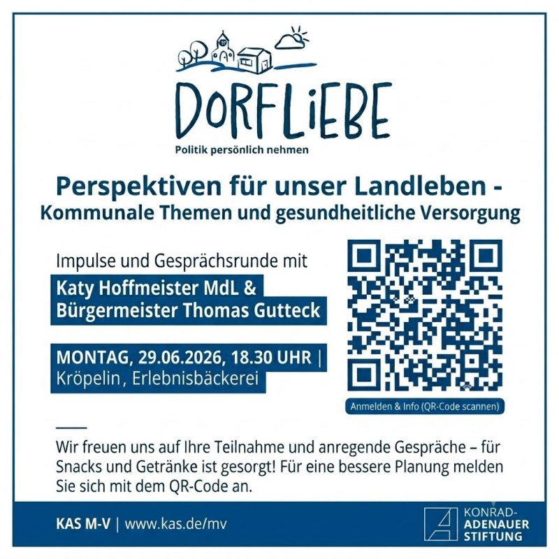 Dorfliebe- SharepicPerspektiven f&uuml;r unser LandlebenKommunale Themen und gesundheitliche Versorgung // &copy; KAS M-V