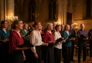 Chor singt bei Kerzenlicht, &copy; Rhea B&ouml;hme