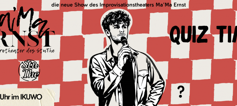 Eine Person mit Mikrofon vor einem rot-wei&szlig;-karierten Hintergrund // &copy; Eric Recknagel