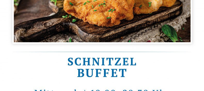 Knusprig paniertes Schnitzel auf Teller, mit Bratkartoffeln und frischem Beilagensalat, appetitlich angerichtet. // &copy; spreepiraten&reg;