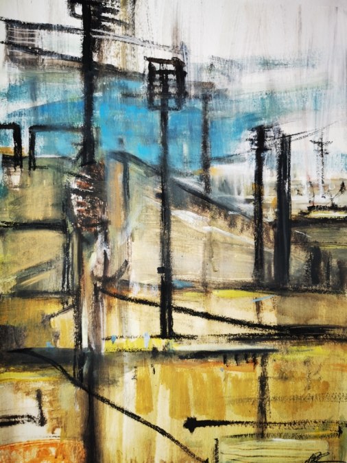 Barcelona Nights II, Acryl, Kreide auf Papier, 50 x 65 cm, 2025, © Anja Brachmann