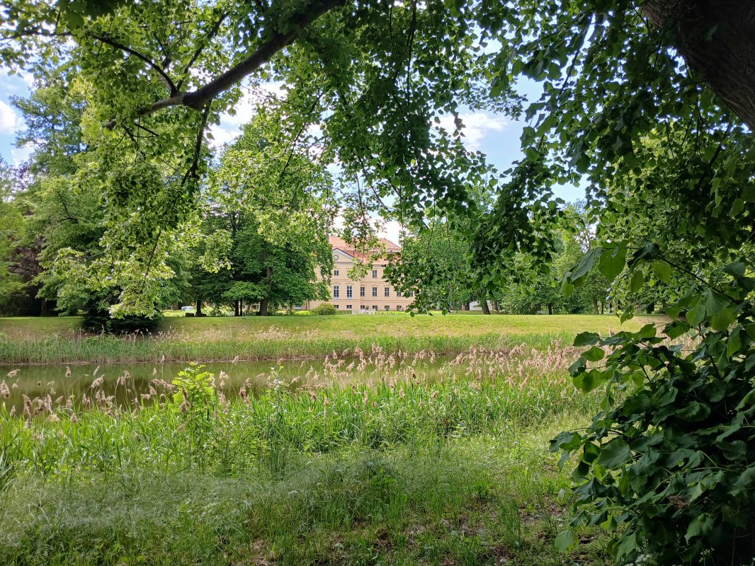 Blick zum Barockschloss Griebenow // &copy; Angela Pfennig
