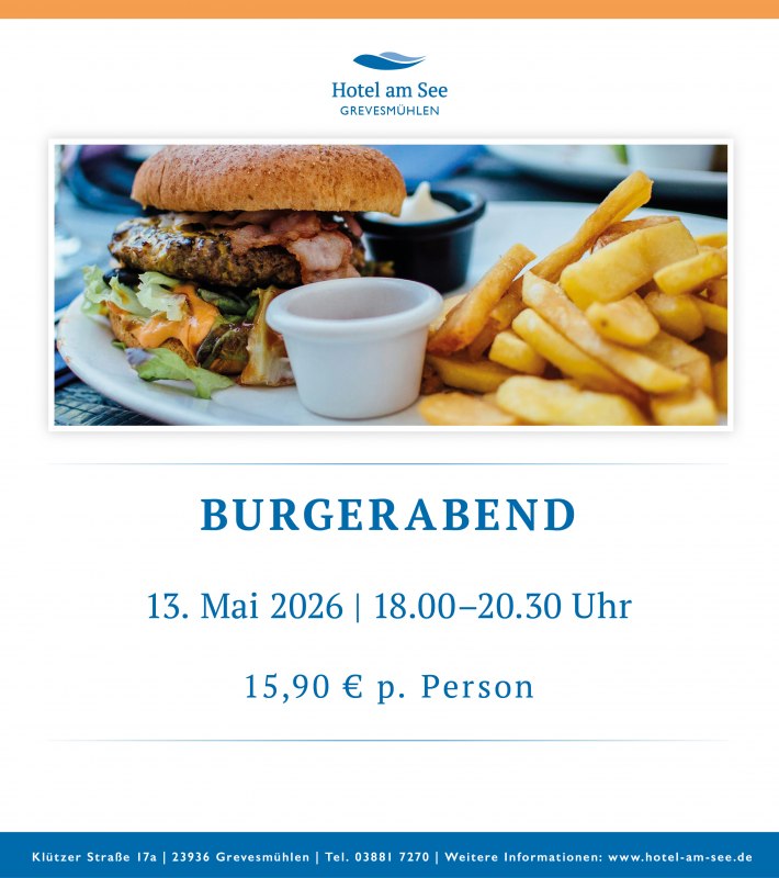 Frisch zubereiteter Burger mit saftigem Patty, knusprigem Br&ouml;tchen, Salat und So&szlig;e, serviert mit goldbraunen Pommes. // &copy; spreepiraten&reg;