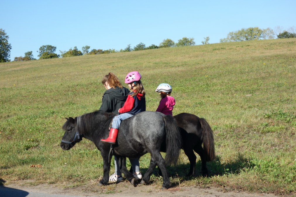 Lisa beim Ponnireiten mit Franklin und Tomy, © Anja Debniak Lisa beim Ponnireiten mit Franklin und Tomy, © Anja Debniak