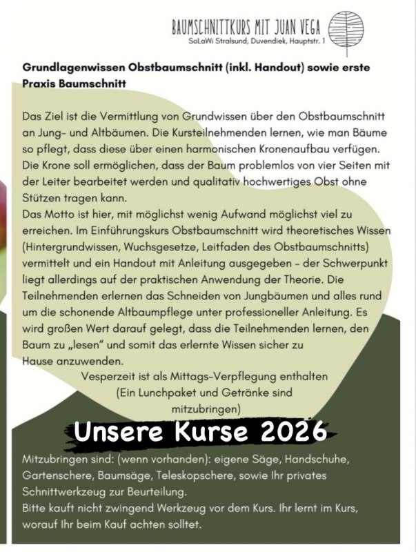 Flyer Schnittkurs, &copy; Solawi Stralsund