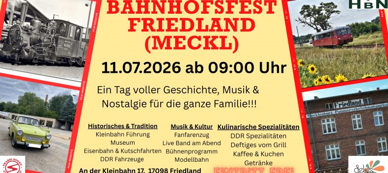 Flyer Bahnhofsfest Friedland // &copy; Hafenbahn Neustrelitz e.V.