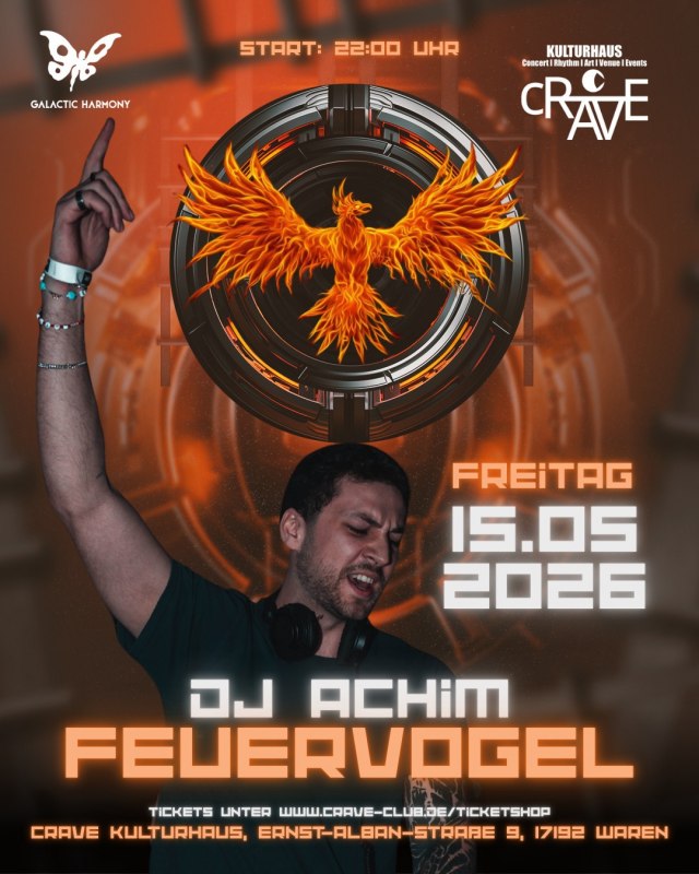 cRAVE Kulturhaus & GALACTIC HARMONY presenteert: DJ ACHIM FEUERVOGEL // &copy; cRAVE Kulturhaus