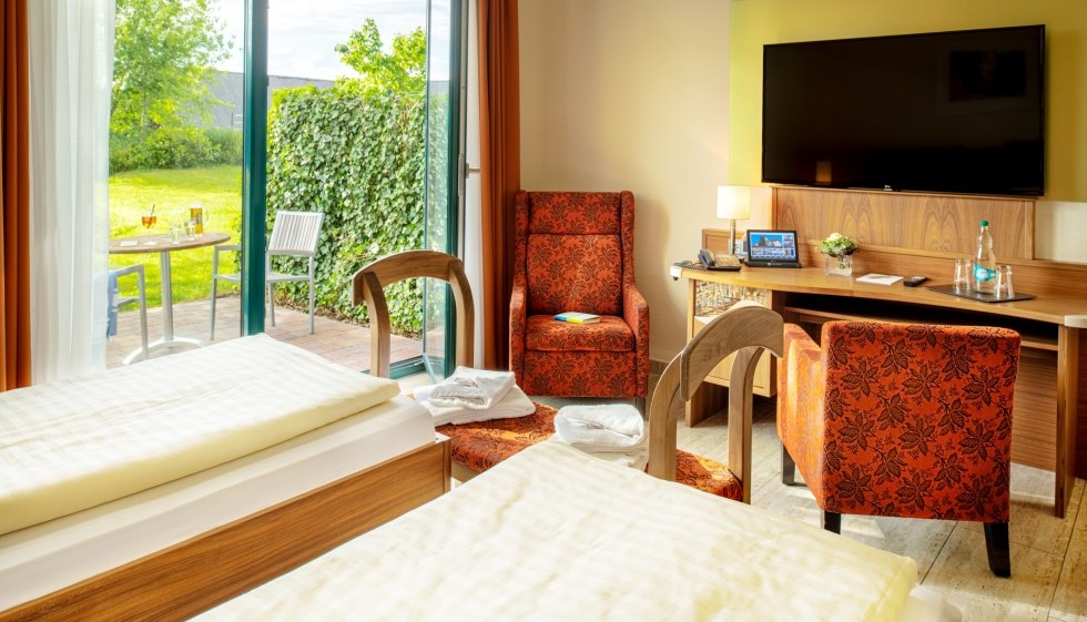 Komfortzimmer mit privater Terrasse // &copy; Recknitztal-Hotel Marlow