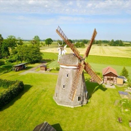 Mühle Steinhagen von oben, © Dieter Berndt, Negast Mühle Steinhagen von oben, © Dieter Berndt, Negast