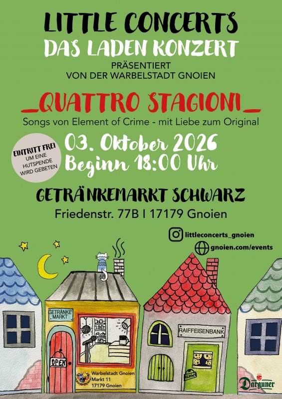 Laden Konzert am 3. Oktober in Gnoien // © Warbelstadt Gnoien Laden Konzert am 3. Oktober in Gnoien // © Warbelstadt Gnoien