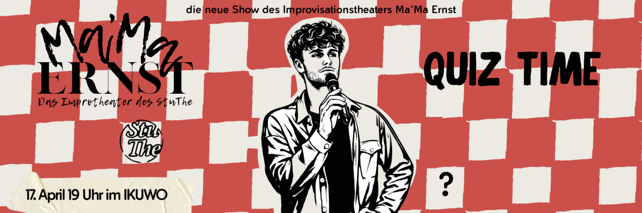 Eine Person mit Mikrofon vor einem rot-wei&szlig;-karierten Hintergrund, &copy; Eric Recknagel