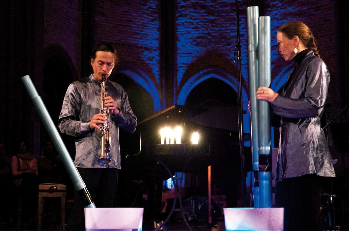 Gert Anklam und Beate Gatscha mit Saxophon und Wasserstichorgel, © Liquid Soul Gert Anklam und Beate Gatscha mit Saxophon und Wasserstichorgel, © Liquid Soul