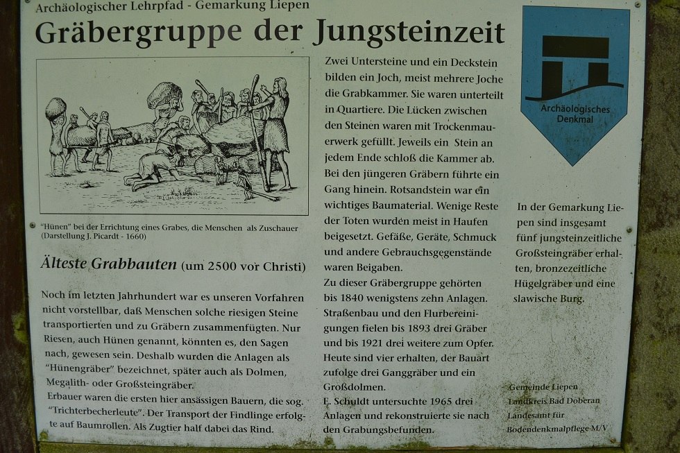 Foto von der Infotafel zu den Großsteingräbern bei Liepen // © Lutz Werner Foto von der Infotafel zu den Großsteingräbern bei Liepen // © Lutz Werner