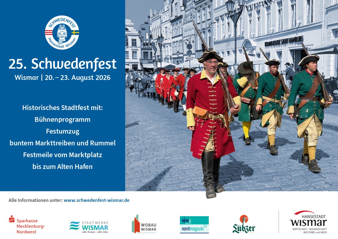 25. Schwedenfest vom 20. bis 23. August 2026 in Wismar // © Carsten Raum 25. Schwedenfest vom 20. bis 23. August 2026 in Wismar // © Carsten Raum