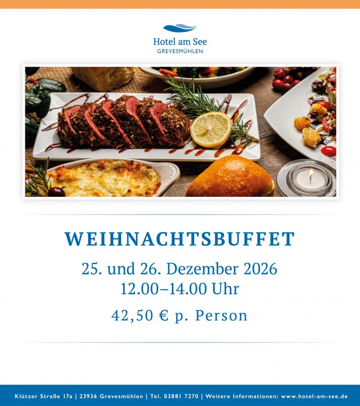 Feestelijk gedekte tafel met traditionele kerstgerechten, salades en zoete lekkernijen, aantrekkelijk gerangschikt. // © spreepiraten® Feestelijk gedekte tafel met traditionele kerstgerechten, salades en zoete lekkernijen, aantrekkelijk gerangschikt. // © spreepiraten®